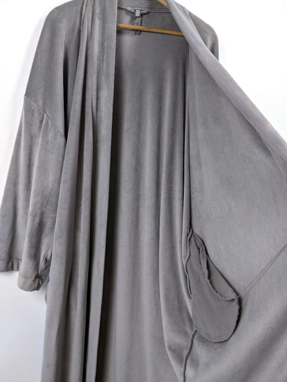 SKIMS Gray Soft Velour Fleece Wrap Robe Lounge Wear Size M